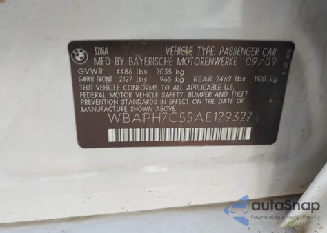 2010 BMW 328I from USA, damaged, VIN WBAPH7C55AE129327